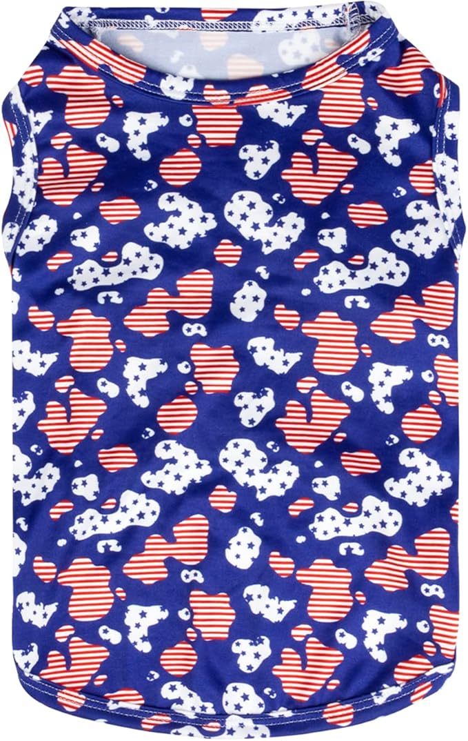 CuteBone 4th of July Dog Shirts 2-Pack Soft Pet Clothes Breathable Summer Vest for Small Puppy and Stretchy Cat Apparel 2BX13S