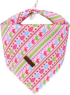 Elegant little tail Easter Dog Bandana, Bunny with Flower 1PC Washable Dog Scarf Female or Male Square Bib Kerchief Scarf Adjustable Pet Bandana for Medium Large Dogs