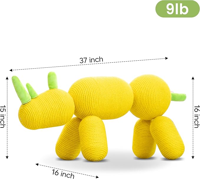 Cat Scratcher, Rhinoceros Cat Tree, Modern Design Pet Furniture, Sisal Scratching Post for Kitten & Adult Cats, Funny Cat Climb Tree Toy (Yellow)