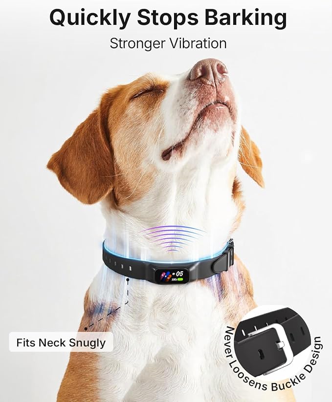 Anti Bark Collar for Small Medium Large Dogs, Vibrating Dog Collars No Shock, Rechargeable Smart AI Bark Collar, Automatic Dog Training Collar, IP 67 Waterproof Dog Barking Collar (Black)