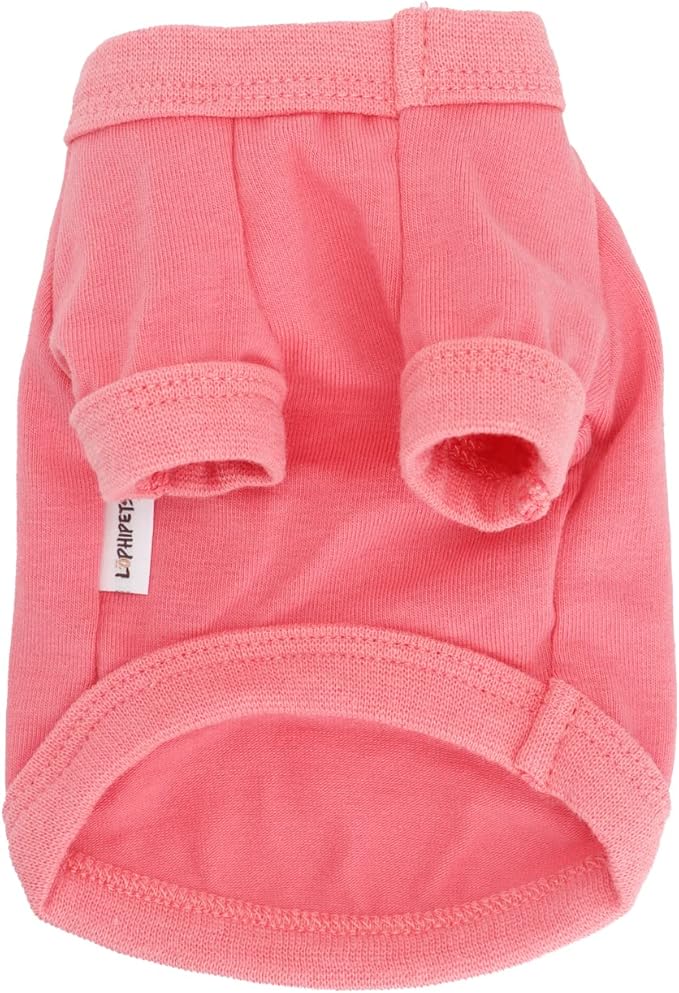 LOPHIPETS 100% Cotton Dog Tee Shirt for Small Dogs Teacup Chihuahua Yorkie Puppy Clothes-Pink/XS