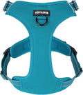 Voyager Dog Harness Dual Leash Attachment No-Pull Control Adjustable Soft but Strong Pet Harness for Medium and Large Dogs with 3M Reflective Technology, Turquoise Nylon, L (Chest: 25-30")