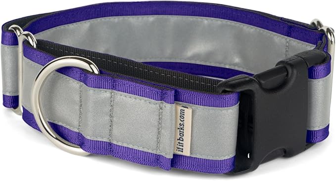 If It Barks - 1.5" Reflective Martingale Collar with Quick Snap Buckle for Dogs - Adjustable - Made in USA - Strong, Durable, and Comfy - Ideal for Training - Fits Most Breeds - Medium, Purple