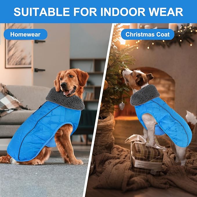 Doglay Dog Coat, Waterproof Dog Jacket Pet Winter Coat for Cold Weather with Thicken Furry Collar, Reflective Puppy Winter Jacket Warm Fleece Lining for Small Medium Large Pets
