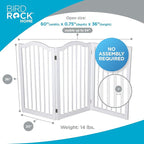 INTERNET'S BEST Arched Top Dog Gate | 3 Panel, 36" H Wooden Pet Barrier for Dogs or Cats | Freestanding Folding Room Divider for Doorways, Hallways, Stairs, and Porch | Portable, Extra Wide | White