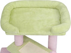 VINGLI Cat Tree, 27 inch Small Cat Tower with Scratching Post and Pad, Cat Condo for Indoor Kittens Padded Top Bed, Cats Indoor Activity Center (Pink & Green)