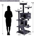 54" Cat Tree, Cat Tower for Indoor Cats, Cat Jumping Platform & Cat Scratching Post, Cat Condo with Spacious Cat Bed Cave & Hidden Space, Dark Gray