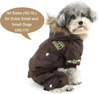 ZUNEA Padded Waterproof Small Dog Winter Jumpsuit Pet Puppy Jacket Coat Fleece Warm Snowsuit Airman Chihuahua Yorkie Outfits Clothes Apparel Brown S