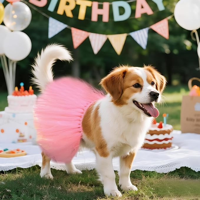 2 Pcs Dog Tutu Dress with Pearl Crown for Small Medium Pet Cat Dog Halloween Costume Dress for Ballet Birthday Party Wedding Photo Prop