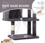 36-Inch Ergonomic Cat Activity Tower with Sisal-Wrapped Columns & Toys - Modular Design Saves Floor Space While Providing 3-Tier Vertical Play Zones for Multiple Indoor Cats（Light Grey）