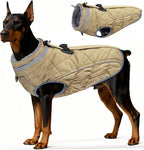 Dog Coat, Warm Dog Winter Coat for Large Dogs, Waterproof Jacket with Harness Built in, Reflective Turtleneck Cold Weather Coats with Zipper,Pet Fleece Vest Snow Jacket, Brown XXXL