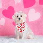 ADOGGYGO Valentine Dog Bandanas, Red Pink Heart Pet Scarf, Multi Size Offered, White Red Valentine Bandana for Small Dogs (Small)