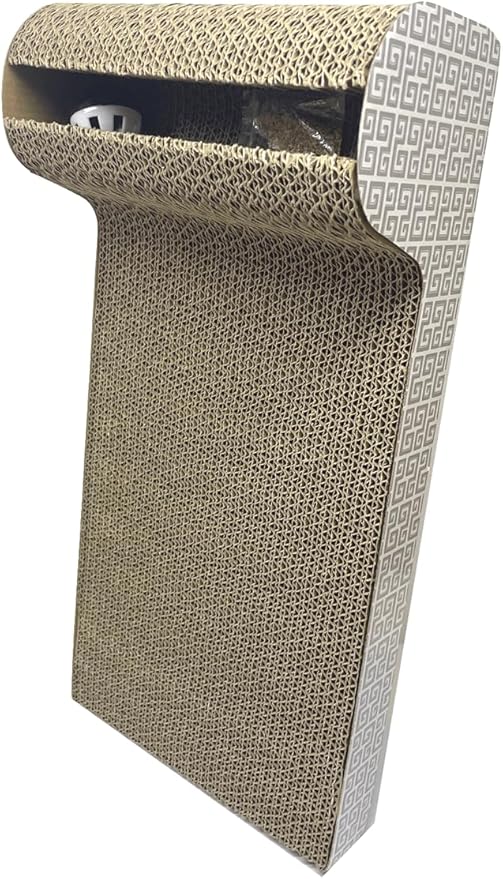 Interactive Cat Scratching Board with Ball Track, Corrugated Cardboard Cat Activity Pad, Random Edge Design