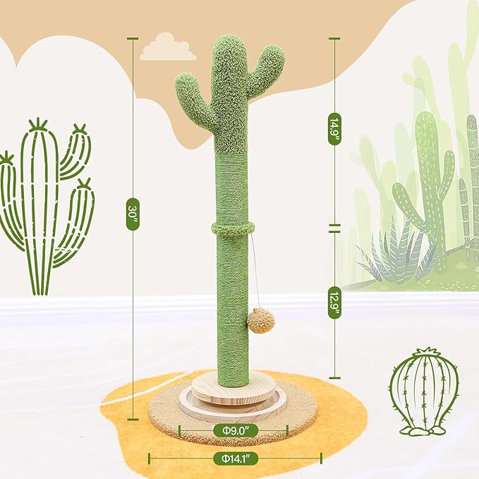 Globlazer Cactus Series Combination 76-inch Tall Cat Tower for Indoor Cats and 30-inch Scratching Post for Cats