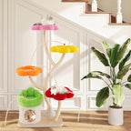 Tangkula Cat Tree Tower, 65 Inch Tall Cat Tower with Sisal Scratching Posts, Flower-Shaped Platforms, Padded Cat Condo, Modern Cat Tree for Indoor Cats Large Adult (Colorful)