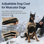 IECOii 4XL Dog Jacket for Deep-Chested Breeds, Reflective & Adjustable Outdoor Giant Pets Snow Vest Coat, Waterproof Winter Snowsuits Warm Cold Weather Coats, Mashine Washable, Khaki, Sizes XXXXL