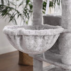 FEANDREA Large Cat Tree with 3 Cat Caves, 164 cm Cat Tower, Light Grey PCT98W