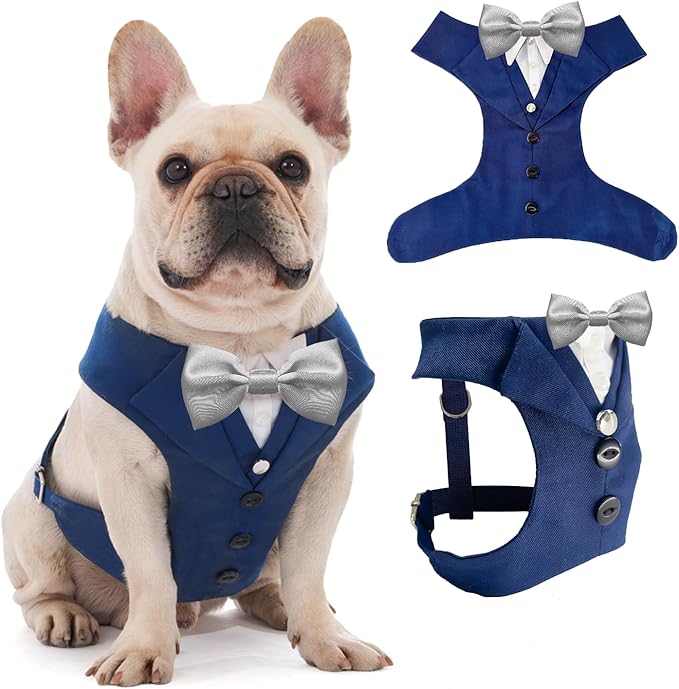 AVERYDAY Dog Tuxedo for Wedding Outfit, Dog Suit and Tie Costumes for Birthday, Halloween, Cosplay, Christmas Party, Pet Formal Wear with Bowtie, Tux for Medium Large Dogs, Bulldog, Labrador, Husky