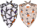 ADOGGYGO Halloween Dog Bandanas, Ghost Pumpkin Witch Scarf, Multi Size, Black Orange Halloween Bandanas for Small Dogs Pets (Small)