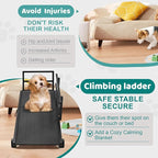 Dog Ramp for Bed, Adjustable Pet Ramps for Dog to Get on Bed, Non-Slip Rubber Surface - Folding Wooden Dog Ramp for Small/Large/Old Dogs, Adjustable up to 27.5 inch High Beds, Safety Railings