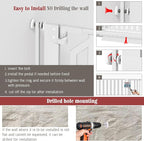 Glaf Extra Tall Pet Gate 63" Pressure Mounted Cat Door Safety Metal Cat Gate Adjustable Width Dog Gate Auto-Close Dog Door for Doorways, Stairs, Kitchen, Hallway (White, 33.86-37.4")