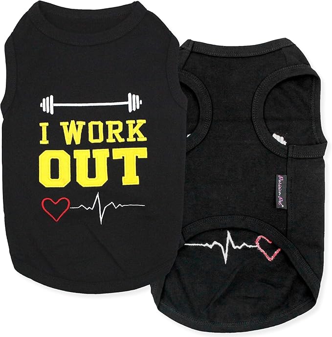 Parisian Pet Dog Shirt – 100% Cotton Shirts for Large Dogs – Black Sleeveless Puppy Clothes – Lightweight and Breathable Pet Apparel – Cool and Stylish Gym Dog Clothes - Stretchy T Shirts for Dogs