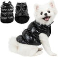 AOFITEE Dog Coat, Small Dog Coat Winter, Waterproof Dogs Jacket, Warm Fleece Dogs Snowsuit Pet Puffer Jacket, Windproof Pet Fleece Vest, Female Male Pets Cold Weather Coats Snow Jackets, Black, L