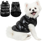 AOFITEE Dog Coat, Small Dog Coat Winter, Waterproof Dogs Jacket, Warm Fleece Dogs Snowsuit Pet Puffer Jacket, Windproof Pet Fleece Vest, Female Male Pets Cold Weather Coats Snow Jackets, Black, L