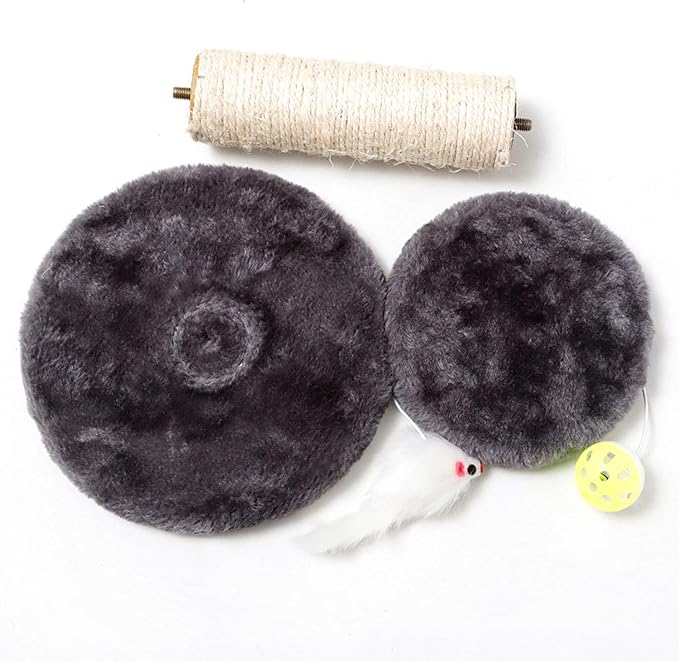 Small Cat Scratching Post and Small Cat Tree Natural Sisal Tower with Round Perch and Plush Ball Furniture Made for Small Cat, Kitten Relax Tree -Grey