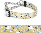 Martingale Dog Collar - Stainless Steel Chain, No Pull Training Collar with Flower Design for Large Medium Small Dogs (14, S)