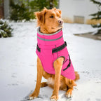 PETDSH Dog Coat Large, Built-in Harness Dog Jacket with Warm Fleece Lining, Waterproof Reflective Dogs Winter Coat, Pet Coats with Pocket and Trash Bags (Pink, X-Large)