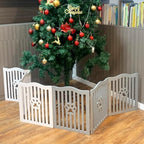 Pet Gate, Wooden Free Standing Dog Gate for Small Dogs and Cats. Great Folding Fence for Doorways, Halls, Stairs. White