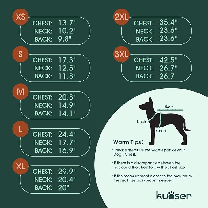 Kuoser Dog Coat Warm Fleece Lining Turtleneck Dog Jacket with Harness Built-in, Adjustable Windproof Cold Weather Coats with Quick Release Buckle Pet Winter Snowsuit for Extra Small Dogs, Red XS