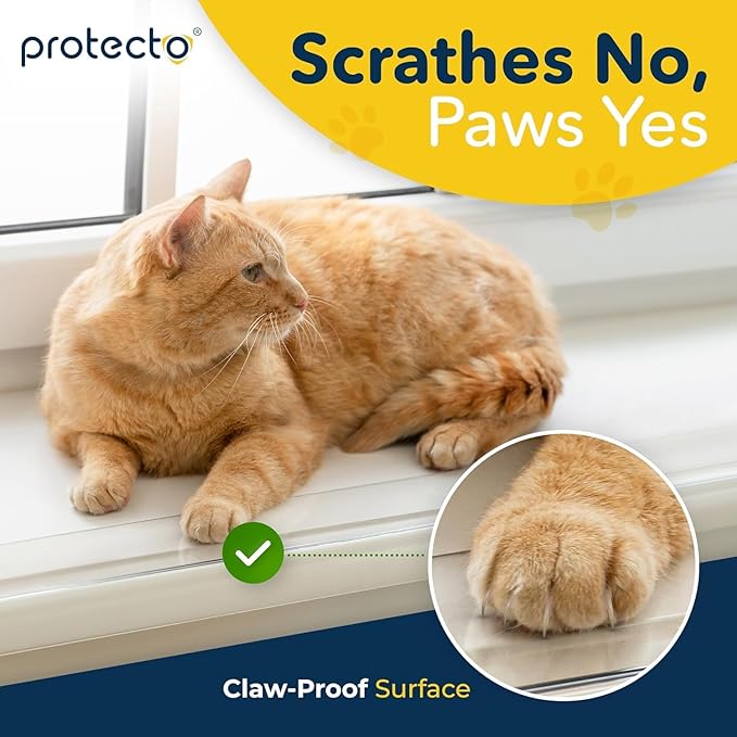 PROTECTO 2Pack Window Sill Protector from Dogs - 29.5x2.25 Clear Window Guards from Cats Scratching, Chewing & Clawing - Keep Your Sills Smooth & Paws Safe - Ultra Strong Window Sill Cover Protection