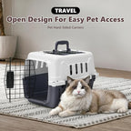 Athena Collection 18" Hard-Sided Travel Pet Carrier for Small Dogs and Cats, Plastic Dog Carriers with 2-Door Top & Front Load & Ventilation & Security Lock, Cat Dog Carrier for Pet, up to 10lbs, Grey