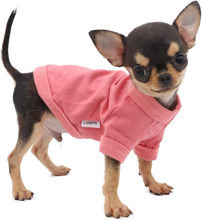 LOPHIPETS 100% Cotton Dog Tee Shirt for Small Dogs Teacup Chihuahua Yorkie Puppy Clothes-Pink/XS