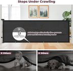 96" Retractable Baby Gates Large Openings, Extra Wide Mesh Dog Gate for Garage Deck Porch, Strong Suction Disc Prevent Crawling Under, 34" Tall Long Safety Gate for Child Indoor Outdoor, Black