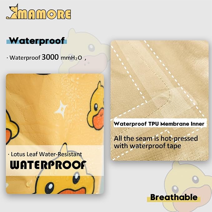 Dog Raincoat,Waterproof Rain Poncho with Hoodie, High Reflective Adjustable Pet Rain Jacket with Leash Hole for Small Medium and Large Dogs (Yellow Duck, Small)