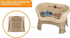 Neater Feeder Deluxe Mess-Proof Elevated Dog Bowls for Medium Dogs (19–40 lbs), 2 Height Adjustable (10” & 12.5”) No-Spill Raised Dog Bowl Stand w/Slow Feed Bowl for Food, Made in USA, Cappuccino