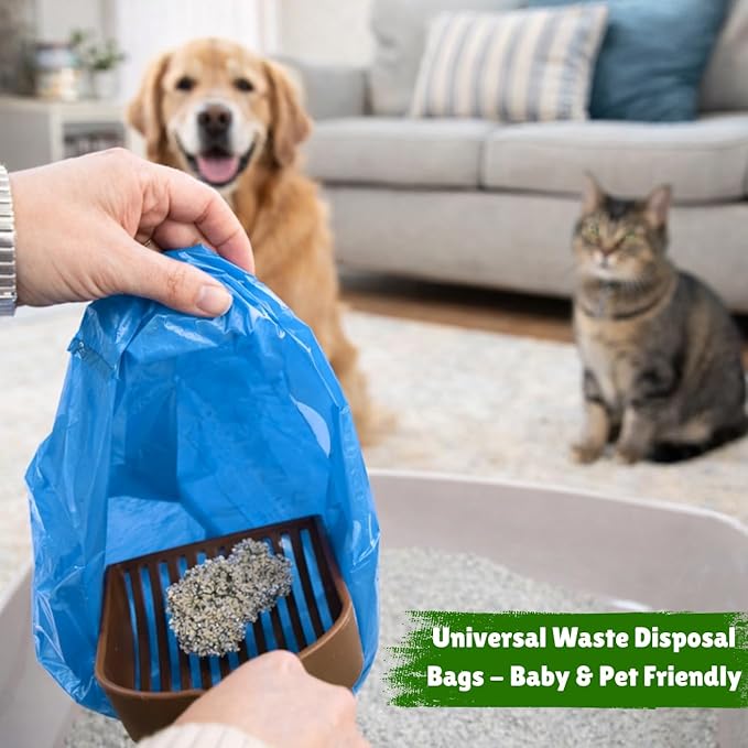 Baby Disposable Diaper Sacks (500 ct.) Fresh Baby Powder Scented Bulk Easy-Tie Diaper Sacks Nursery Trash Bags Dog Poop Bags Cat Litter Waste Bags Sanitary Pads Disposal Bags (500 Bags, Blue)