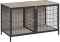 Dog Crate Furniture for 2 Dogs, 43.3" Dog Kennel with Removable Divider, Heavy Sturdy Dog Furniture Style Double Cage for Small Medium Dog, Indoor Pet House End Table, Greige DCHG1201