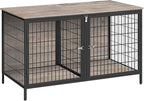 Dog Crate Furniture for 2 Dogs, 43.3" Dog Kennel with Removable Divider, Heavy Sturdy Dog Furniture Style Double Cage for Small Medium Dog, Indoor Pet House End Table, Greige DCHG1201