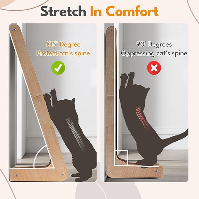 Sisal Cat Scratching Post, Cat Scratcher Pad, L Shape Cat Scratch Pad for Indoor Kitty, 27 Inch Vertical Furniture Protector