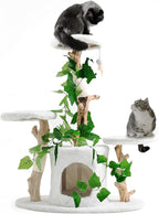 Petest Cat Tree 38 Inch Real Wood Cat Tower with Natural Branches, Cat Condo for Indoor Cats, Modern Cat Furniture with Sisal Scratching Post, Perches & Hanging Toy