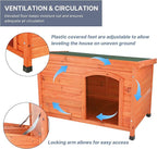 TRIXIE natura Classic Dog House - Wooden Outdoor Shelter with Weatherproof Sealer, Hinged Roof & Adjustable Legs for Small Dogs - Brown – 23.75 x 33.5 x 23 in