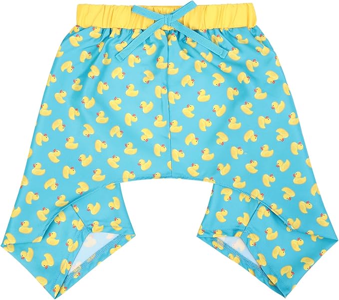 HDE Dog Swim Trunks Hawaiian Board Shorts Beach Pool Swimsuit for XS to XXL Dogs Teal Rubber Ducks - XS