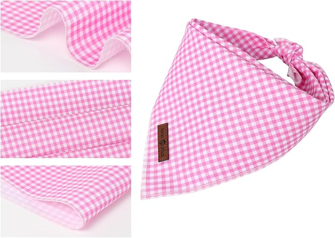 Lionet Paws Spring Dog Bandanas 2 Pack, Pink Washable Triangle Bibs Scarf Kerchief, Adjustable Flower Holiday Scarves for Small Medium Dogs
