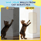 Wall Corner Cat Scratcher | Cat Scratcher Wall Mounted with Faux Sisal & Carpet Pad, 23.6x11.8 Inch Furniture Protector for Indoor Cats to Protect Couches & Walls