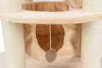 TRIXIE Elsa Senior Cat Tower with Scratching Posts, Hammock, Stairs, Top Platform Bed, Dangling Pom-Pom Beige