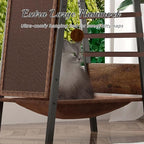 58-Inch Outdoor Cat Tower Metal, Large Cat Tower Platform, Modern Cats Tree with Scratching Board & Removable Pads, Cats Furniture for Indoor Cats, Large Perch Hammock